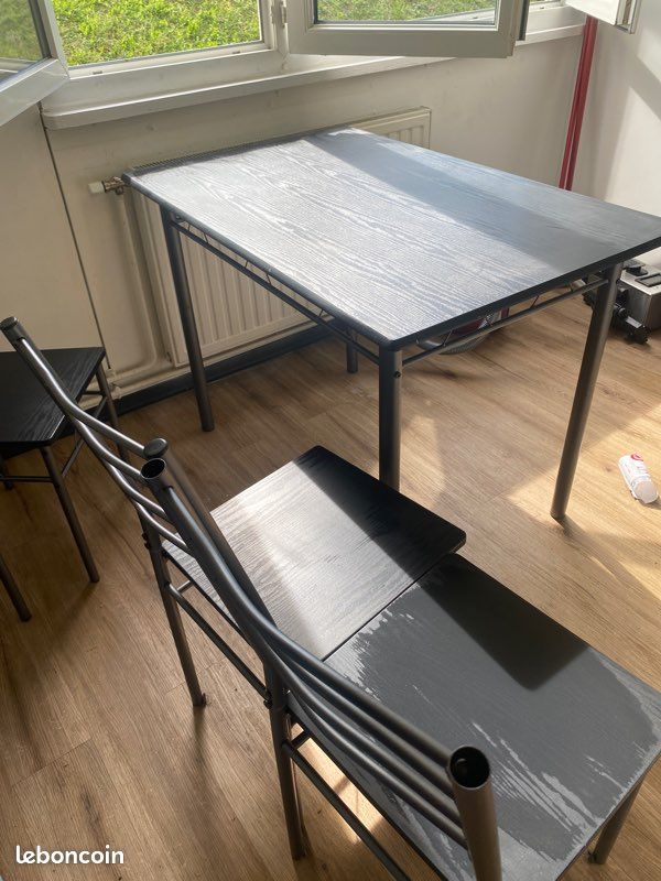 Ensemble table en bois noir 4 chaise (image 4)