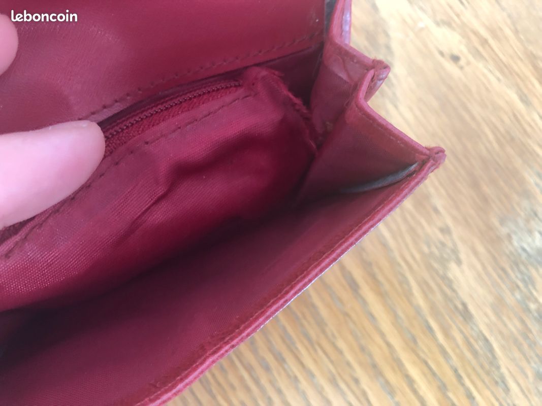 Petit porte-monnaie rouge cuir Scherrer Paris (image 5)