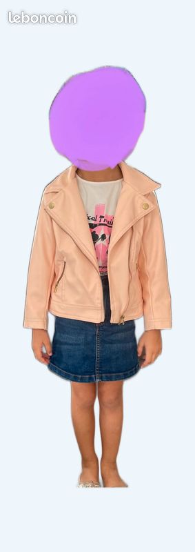 Veste type perfecto enfant 4 ans rose (image 1)