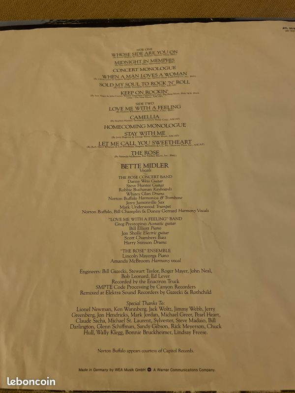 Disque 33 tours BO The Rose 1979 (image 4)
