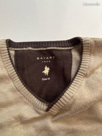 Pull Noir Bayard Col V - Taille M, Manches Longues, Occasion En Très Bon état, Pour Homme