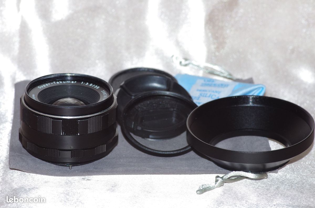 Objectif M42 35mm f3,5 TAKUMAR set d'origine :bouchons-étui + filtre