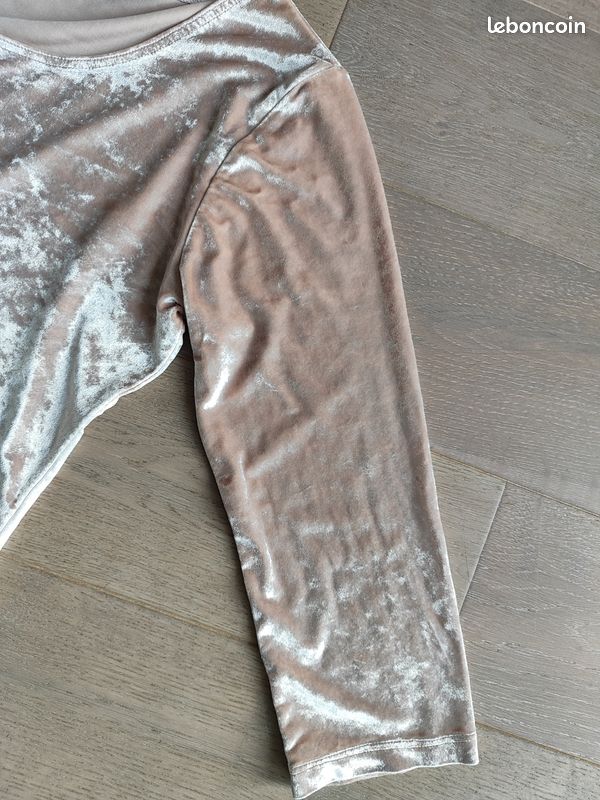 Pull manches 3/4 en velours rose pâle, Charlott', 38 (image 5)