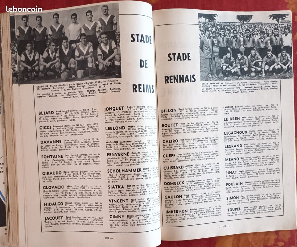 France Football N°530 - 1956 - Derby LOSC - LENS + Reims, Kopa, Rennes - Très Rare