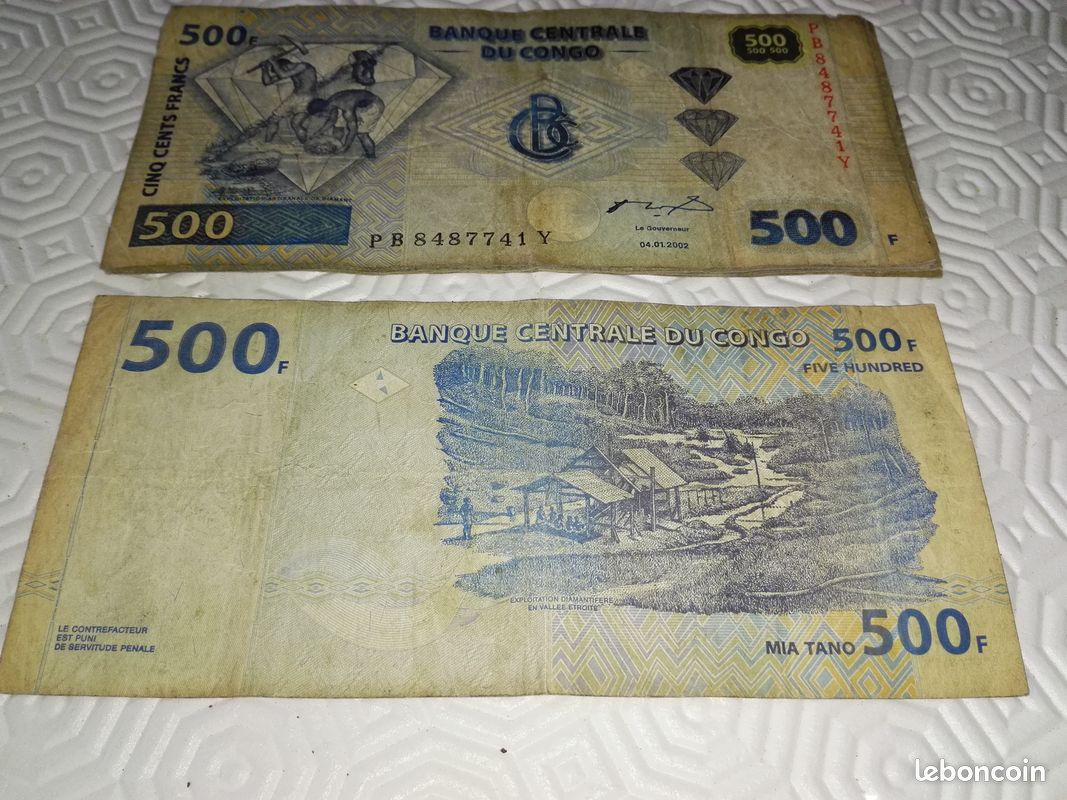 1 billet de banque de 500 francs Congo (image 1)