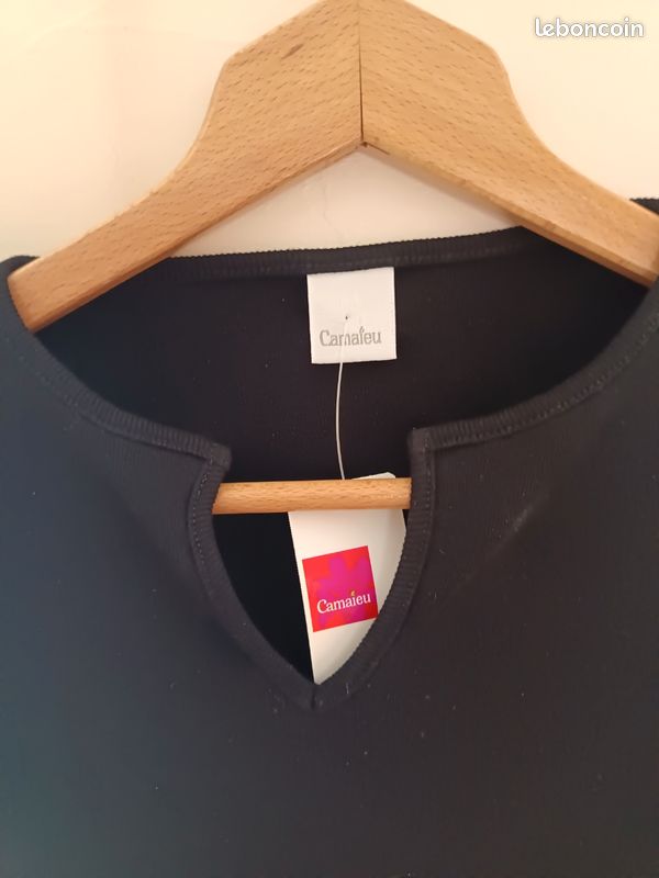 Pull femme noire Camaïeu taille 2. 100% coton (image 3)
