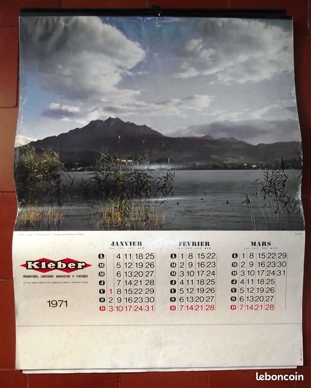 Calendrier vintage (Grand )pour collection Kléber Colombes année 1971 (image 1)