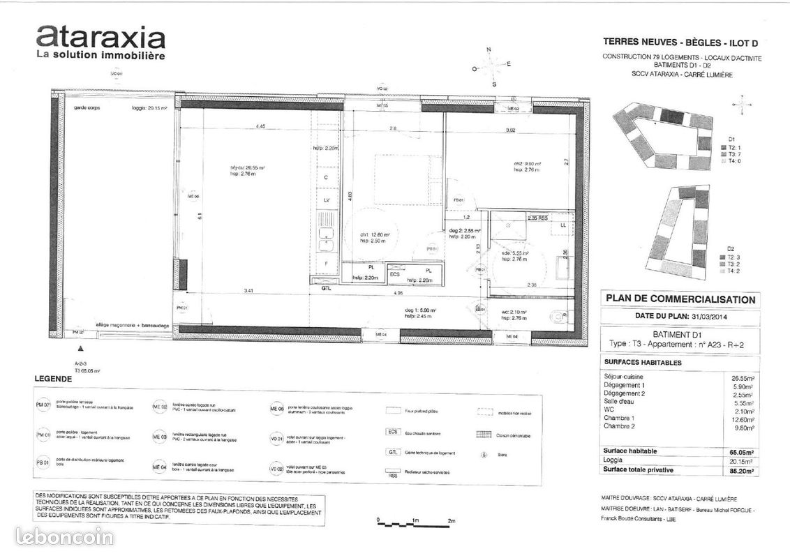 Appartement a louer begles - 3 pièce(s) - 65 m2 - Surfyn