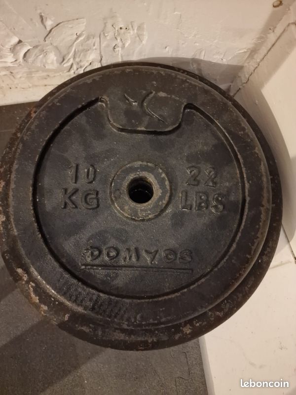 Ancienne Plaque De Poids Fonte 10 Lb - Pour Barre De Musculation Standard - Occasion