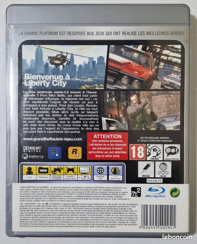 Grand Theft Auto IV (Platinum) (PS3) (image 2)