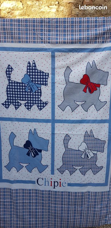 Parure housse de couette coton Chien Bouledogue 140x200 cm et Taie d'oreiller