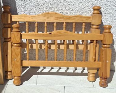 Cadre De Lit Simple En Bois De Pin Massif 90x190 Cm - Brun Naturel