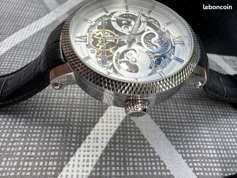 Montre heritor automatique,bracelet cuir noir (image 11)