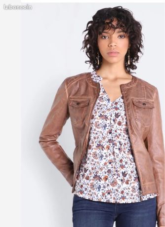 Simili Cuir Bonobo Mode Femme Veste Manches Longues Doublée