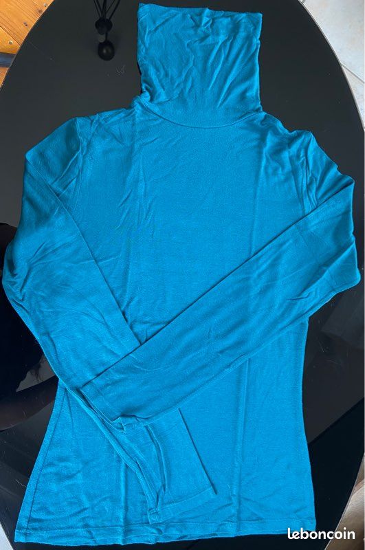 Col roulé bleu vert (image 2)