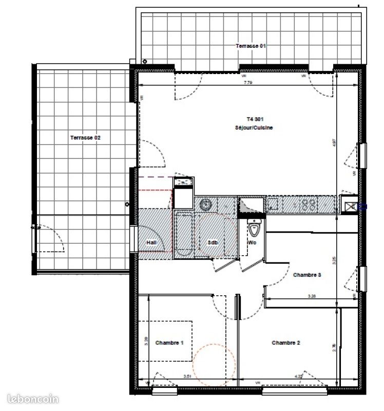 Appartement a louer villefranche-sur-saone - 4 pièce(s) - 83 m2 - Surfyn
