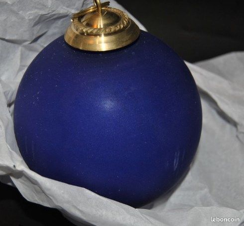 Boule ancienne Verre et Laiton Bleue - Décoration (image 1)