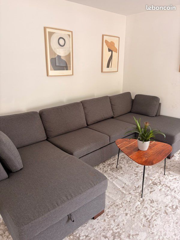 Titre : Canapé panoramique convertible 7 places gris – Maisons du Monde (image 4)