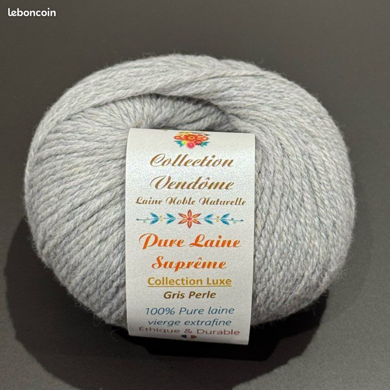 Pure laine suprême gris perle 16 pelotes de 50g 130m (image 2)