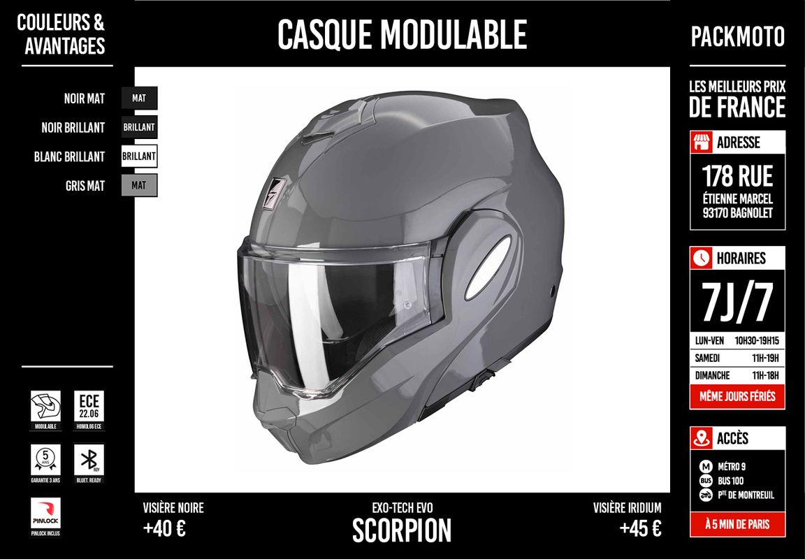 Casque modulable Scorpion Exo-Tech EVO PRO