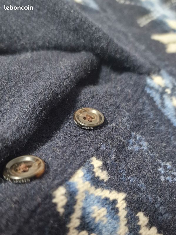 Pull en laine Ralph Lauren col châle motifs nordiques taille L homme (image 6)