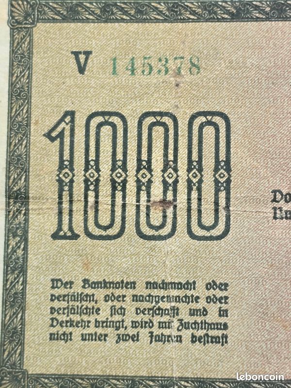 Lot de billets ancien 1000 Mark-100000Mark (image 7)