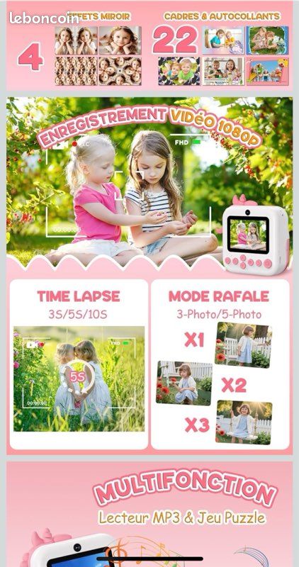 Appareil Photo Enfant, 2.4" Appareil Photo Instantané, Mini