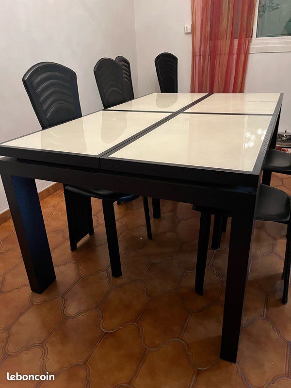 Très bonne affaire - table bois et verre avec rallonge incorporé + 6 chaises - LA MAISON CONTEMPORAINE (image 2)