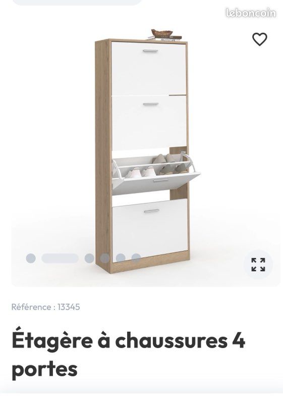 Meuble à chaussures blanc / Hêtre NEUF (image 1)