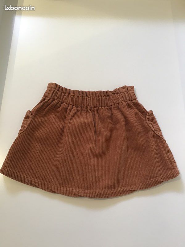 Jupe En Velours Fille VERTBAUDET - Poches Cœur, Taille Paperbag Ajustable - 100% Coton, Mi-cuisse