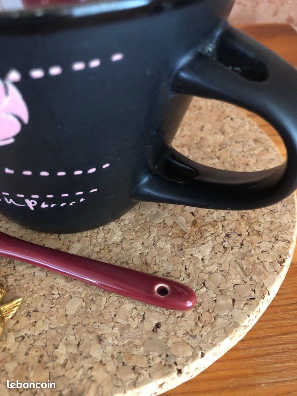 Tasse à soupe, céramique émaillée, artisanat, bol et sa cuillère (image 4)