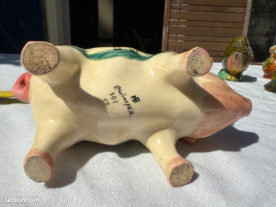 TIRELIRE A CASSER Barbotine Ecureuil Vers 1900 Faïence Piggy