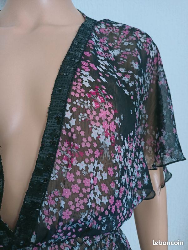 Haut Fleuri Fond Rouge Pimkie - Taille 36/38 - Occasion Très Bon état