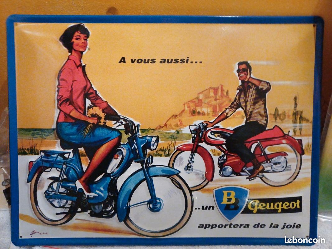 Plaque publicitaire mobylette cyclomoteur Peugeot BB (image 2)