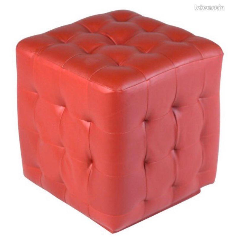 Pouf simili cuir capitonnée (image 3)