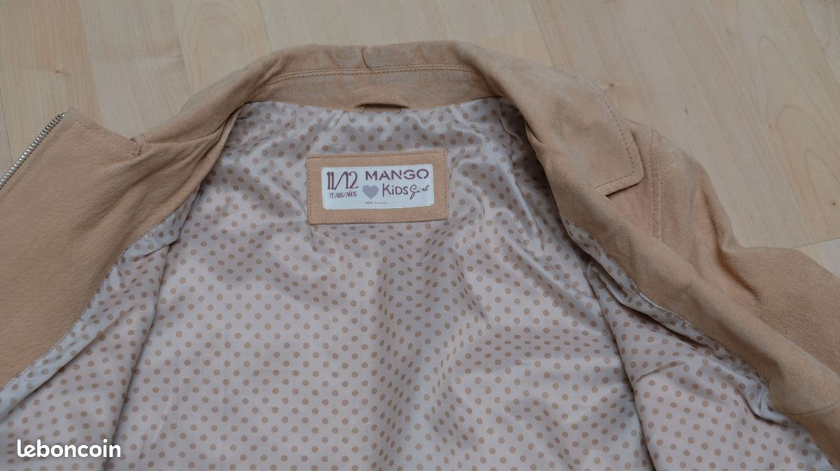 Mango Kids- Blouson fille perfecto en daim - 11/12 ans (image 2)
