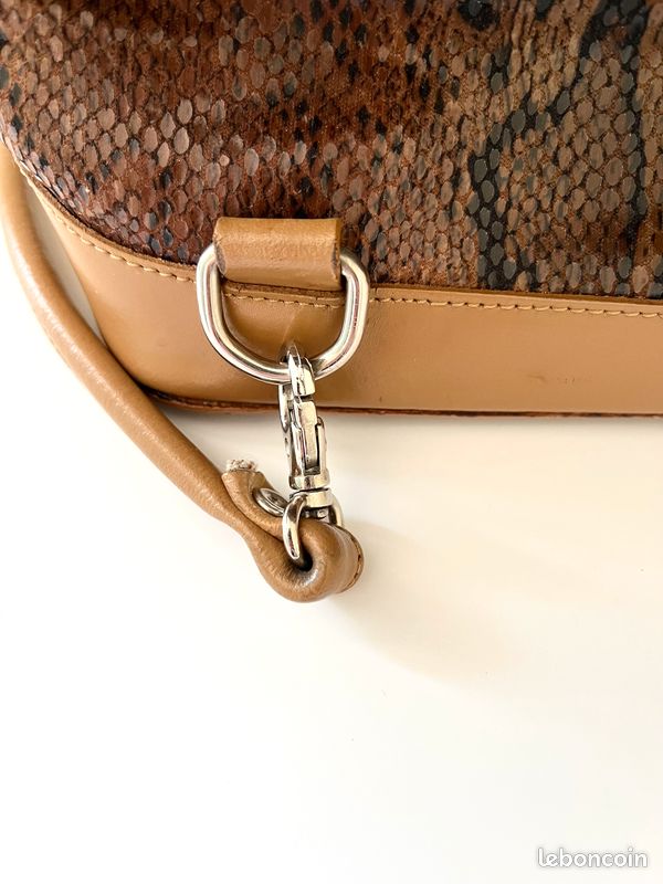 Sac à main/ à dos Actuel Paris camel python, vintage chic, femme, assez bon état (image 13)