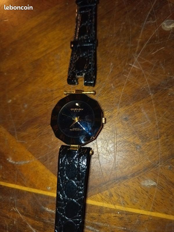 Montre VIP Quemex plaqué or 18K cadran diamant quartz Montres