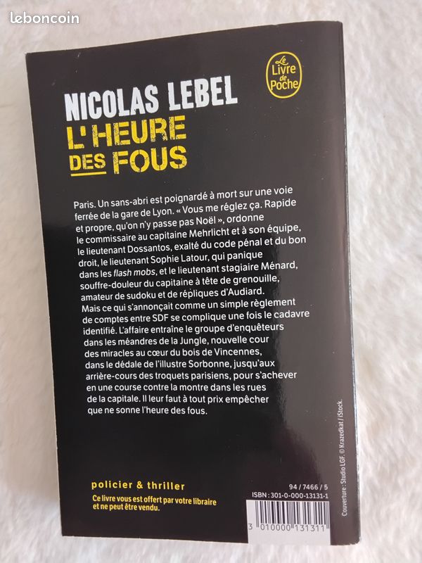 L’heure des fous. Nicolas Lebel. Pocket (image 2)
