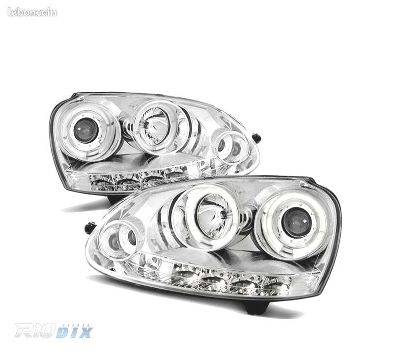 Phares volkswagen vw golf 5 03-08 angel eyes + led chromé 5wu6 (image 1)