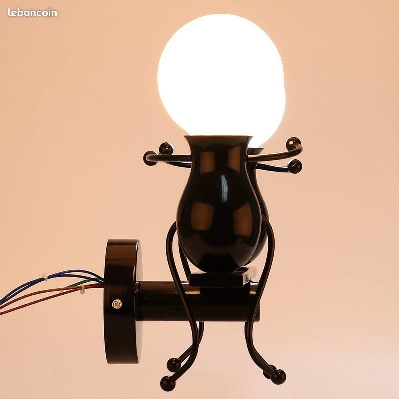 KAWELL Humanoïde Créatif Lampe Murale LED Moderne Applique Murale Simple LED Lampe de Mur Art Déco Max 60W E27 Base Fer (image 8)