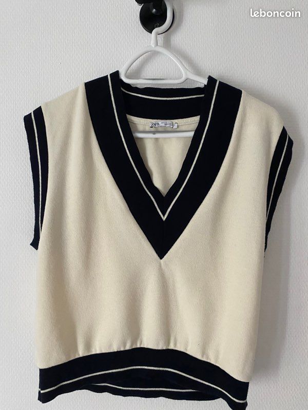 Pull crème sans manches (image 1)