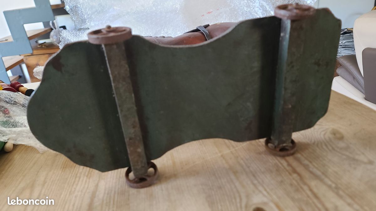 Ancien cheval jouet sur roulettes en feutre & bois - 1900-1940