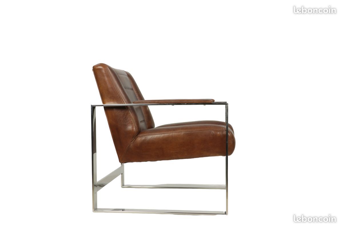 Fauteuil design en Chrome et Cuir - Decoduweb - livraison offerte (image 3)