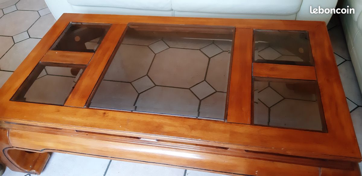 Table de salon en bois et verre (image 3)