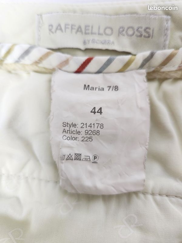 Pantalon Chino Raffaello Rossi - Taille 44, Couleur Jaune Crème Pour Femme, Occasion Bon état