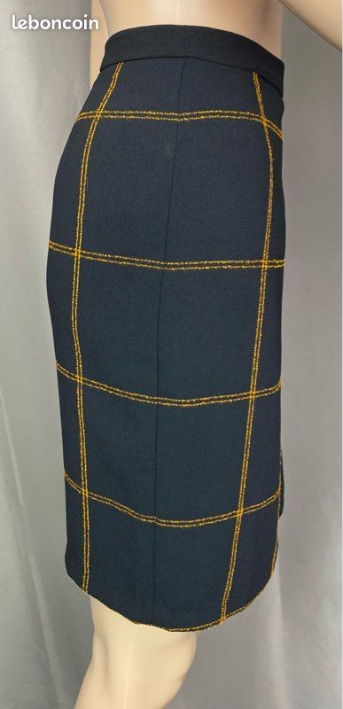Jupe Crayon TAHARI HARPER Noire Et Bleu Royal Taille 8 - Texturée, Neuve Avec étiquette