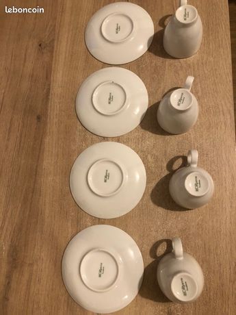 Lot De 13 Tasses Et 12 Sous-tasses Guy Degrenne Modulo - Blanc - Occasion En Bon état