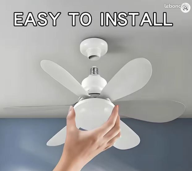 Ventilateur plafond LED 40W (culot E27) avec télécommande - Neuf (image 2)