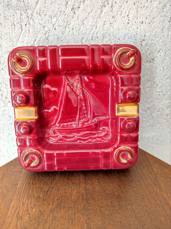 Cendrier VERCERAM ART DÉCO Décor BATEAU (image 1)